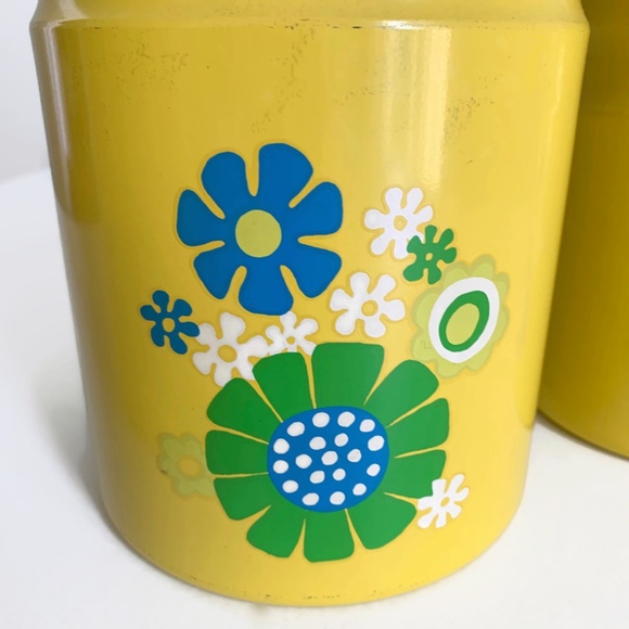 SOLD Vintage Kromex Canister Set Yellow Flowers - Picture 5 of 13